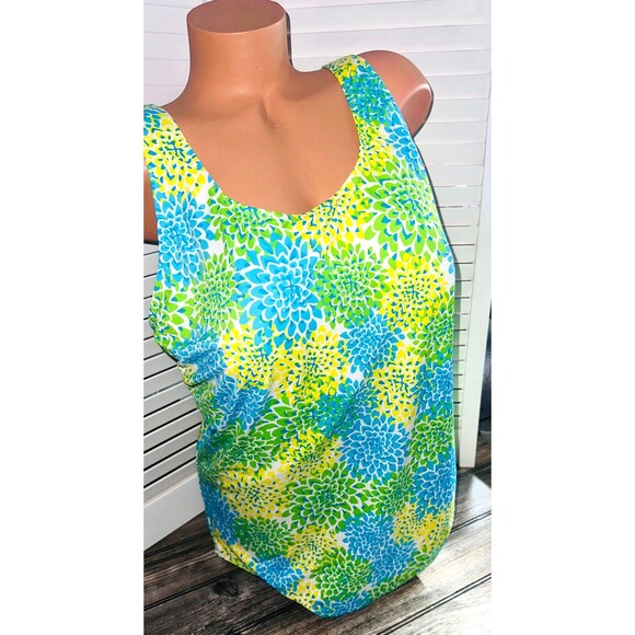 L.L. Bean Swimsuit 24W UPF 50+ Protection Yellow Blue Swimwear Beach Vacation - Picture 4 of 4